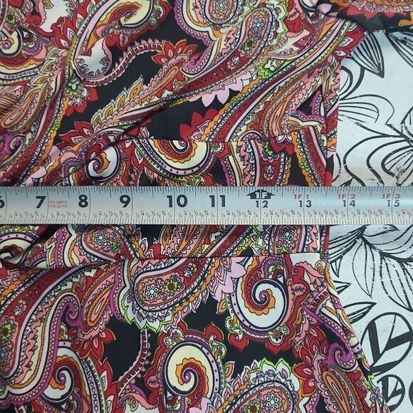 Avital vneck faux wrap mini dress paisley print retro vibes M/S red black - Picture 4 of 7